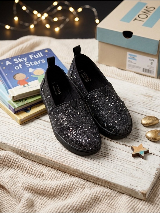 Toms Other - TOMS Kids Cosmic Glitter Slip-On Flats in Charcoal Gray